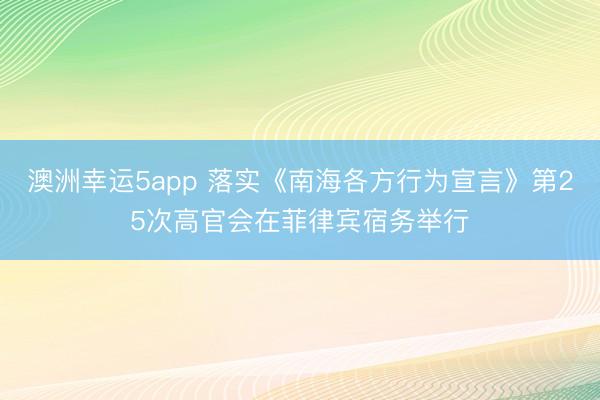 澳洲幸運(yùn)5app 落實(shí)《南海各方行為宣言》第25次高官會(huì)在菲律賓宿務(wù)舉行