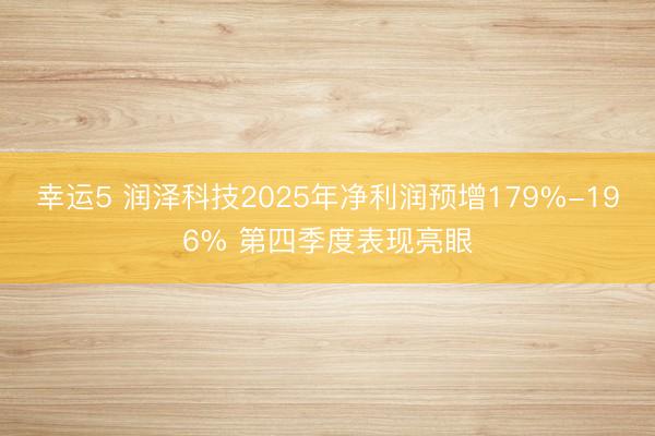 幸運5 潤澤科技2025年凈利潤預(yù)增179%-196% 第四季度表現(xiàn)亮眼