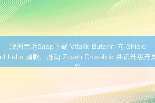 澳洲幸運5app下載 Vitalik Buterin 向 Shielded Labs 捐款，推動 Zcash Crosslink 共識升級開發(fā)