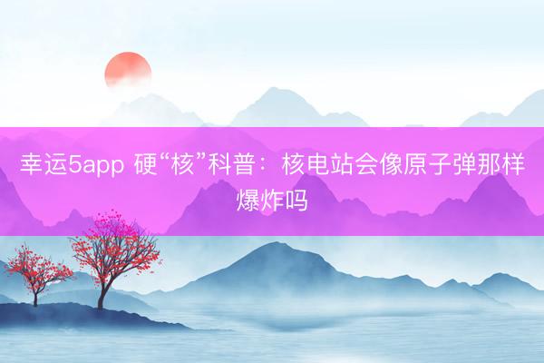 幸運(yùn)5app 硬“核”科普：核電站會像原子彈那樣爆炸嗎